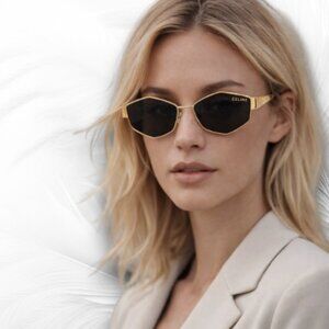 Celine Gold Black Geometric Sunglasses Luxury Designer Statement Frames